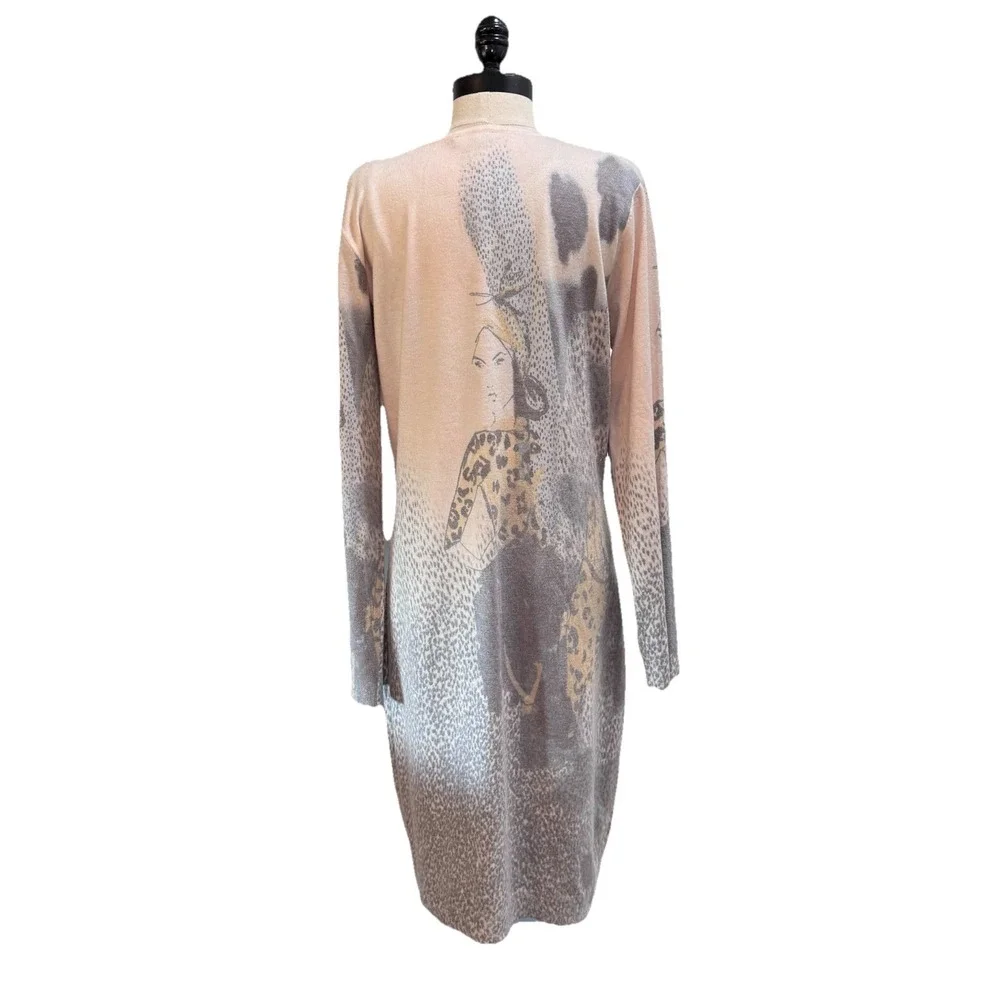 Sempre Woman's Dress Designed In‎ Italy Human Artwork Leopard Sz M
